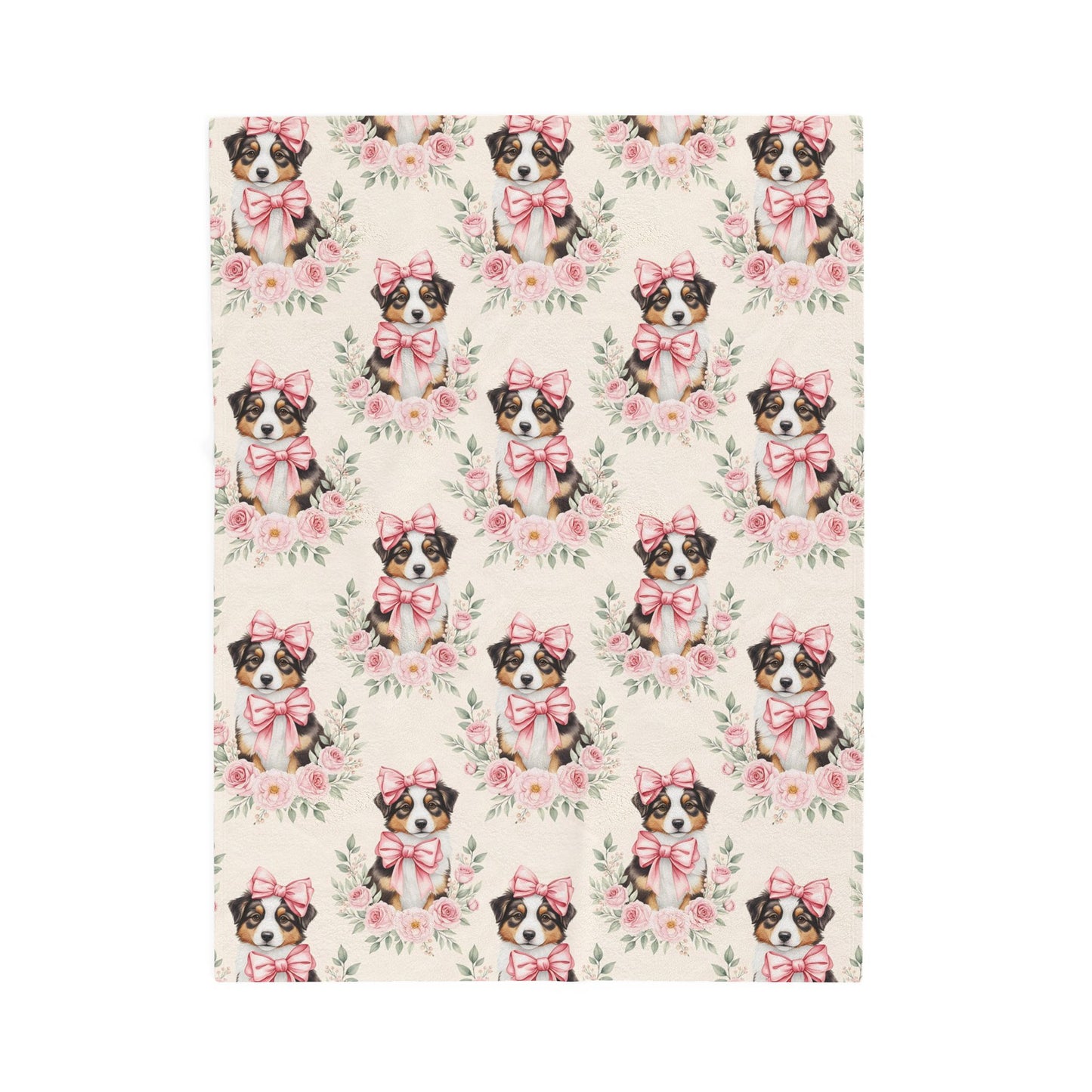 Australian Shepherd Pink Baby Blanket, Aussie Dog Baby Shower Baby Girl Newborn Gift Hospital Announcement Blanket Coming Home