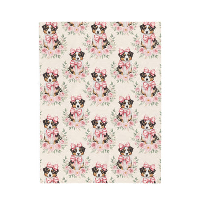 Australian Shepherd Pink Baby Blanket, Aussie Dog Baby Shower Baby Girl Newborn Gift Hospital Announcement Blanket Coming Home