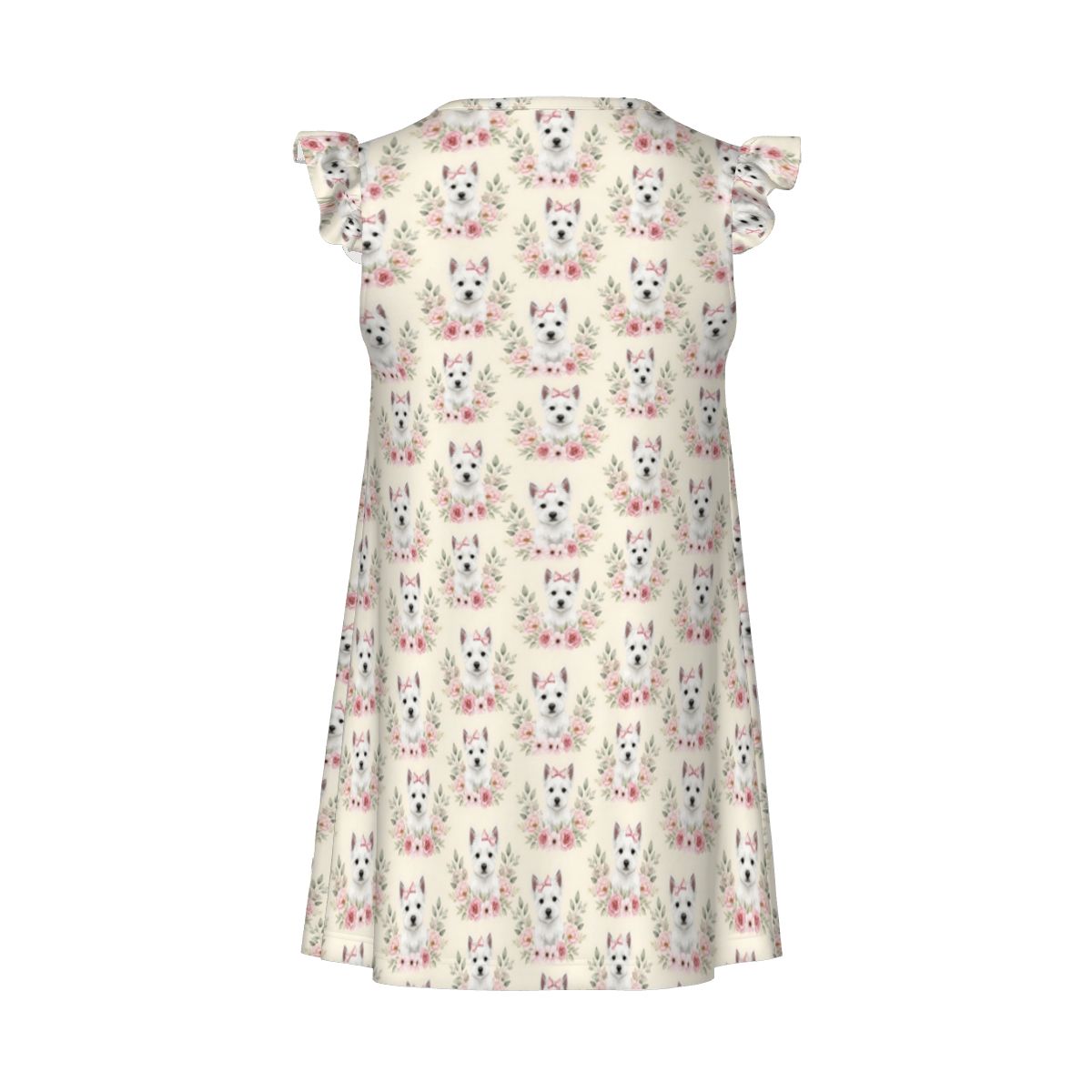 West Highland White Terrier Girl's Flutter Sleeve Nightgown
