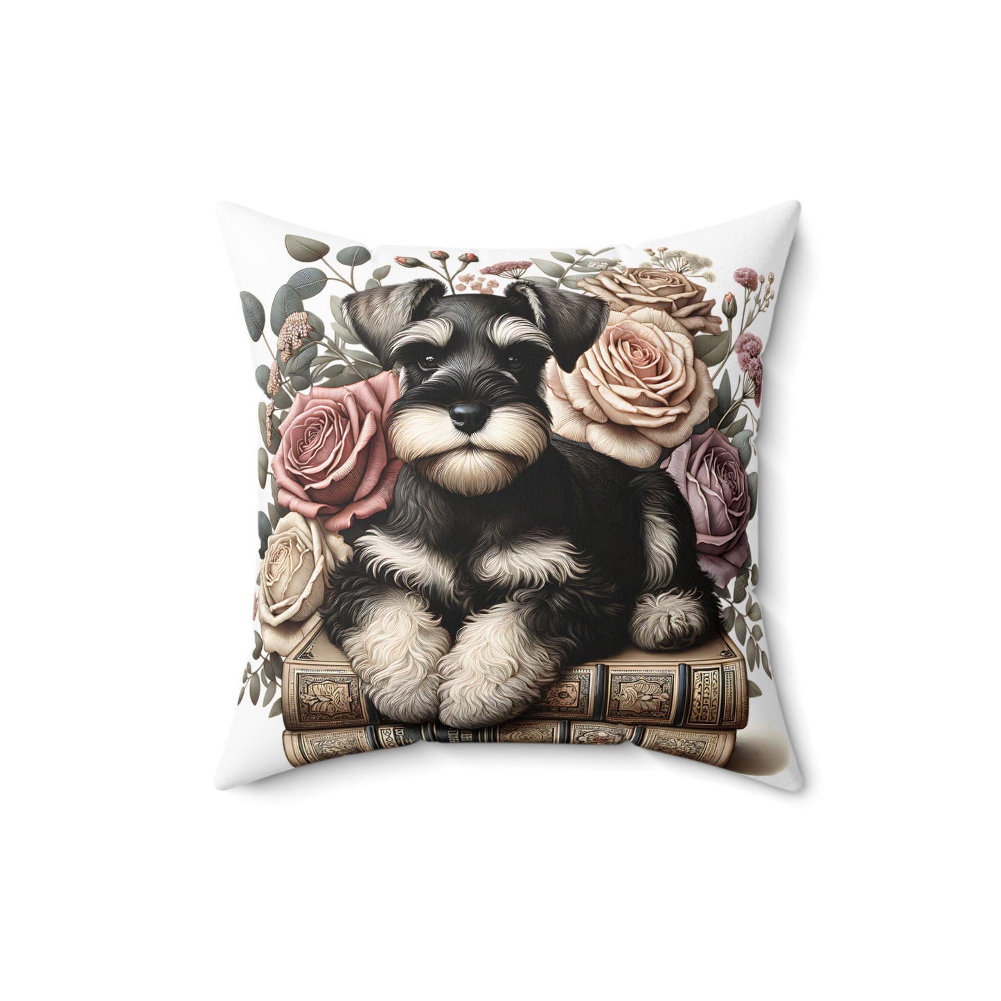 Schnauzer Throw Pillow for Book Lovers