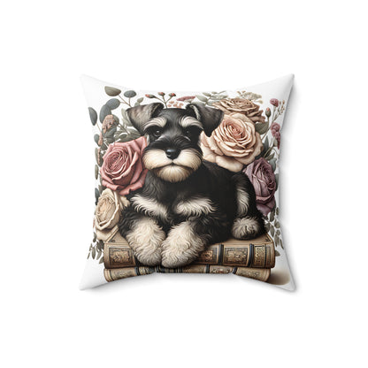 Schnauzer Throw Pillow for Book Lovers