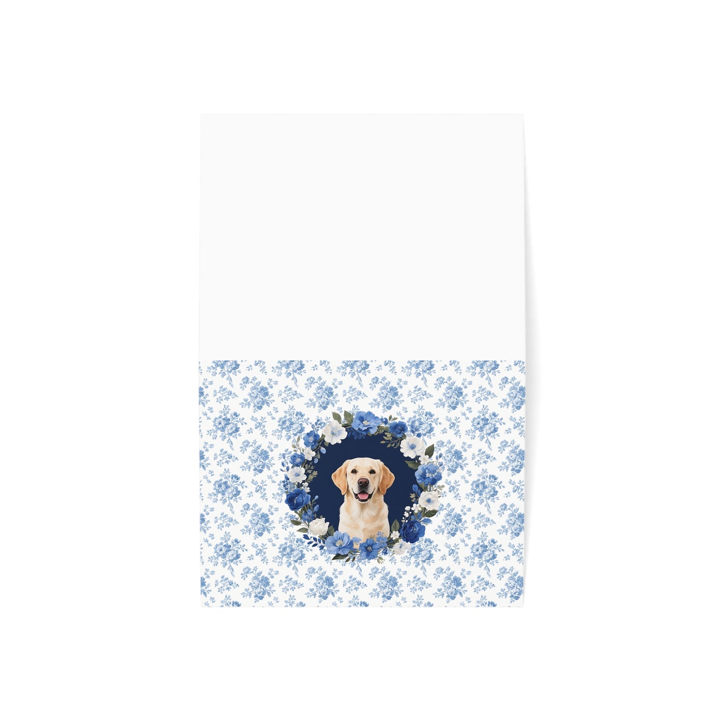 Labrador Retriever Dog Blue Floral Greeting Card Set