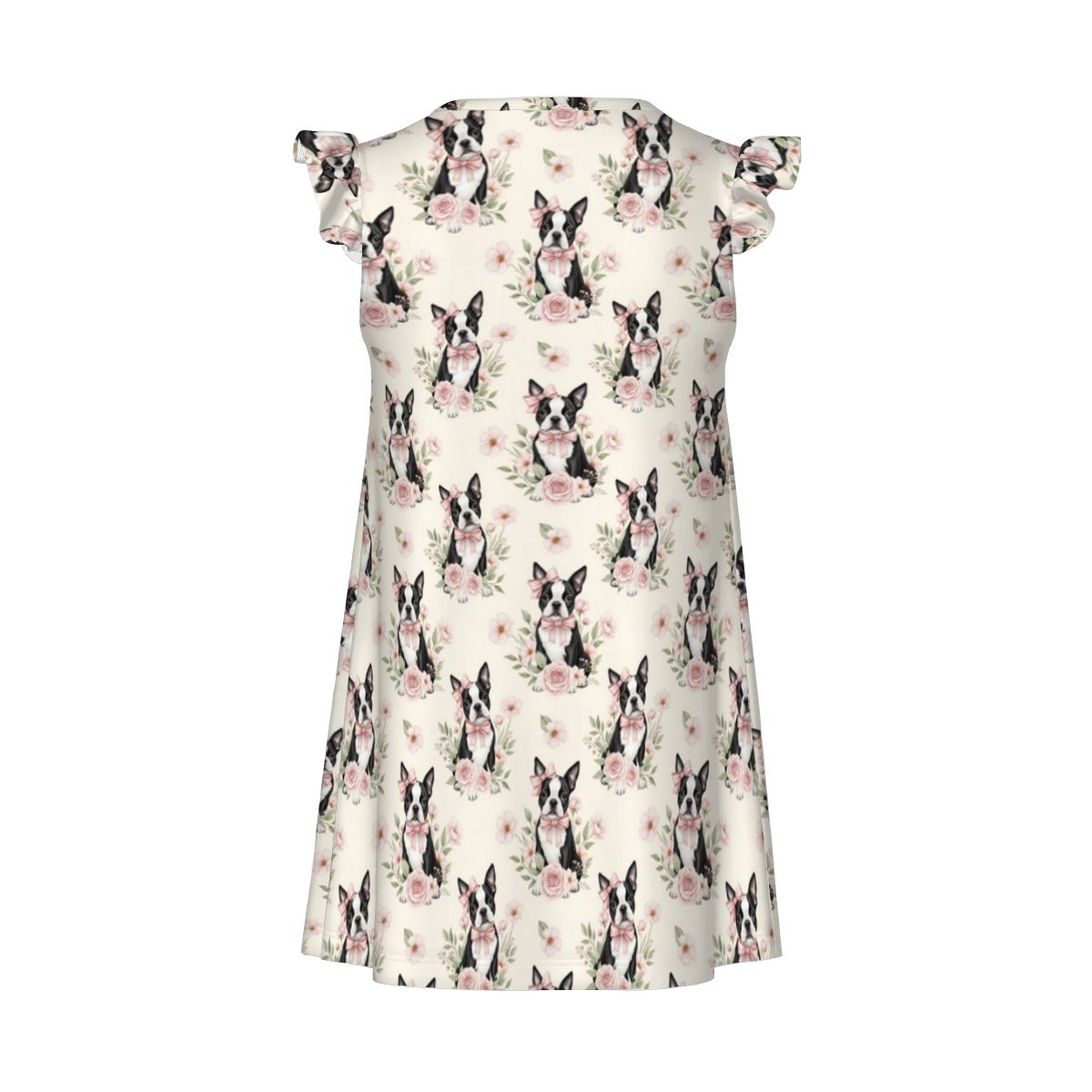 Boston Terrier Girl's Flutter Sleeve Nightgown