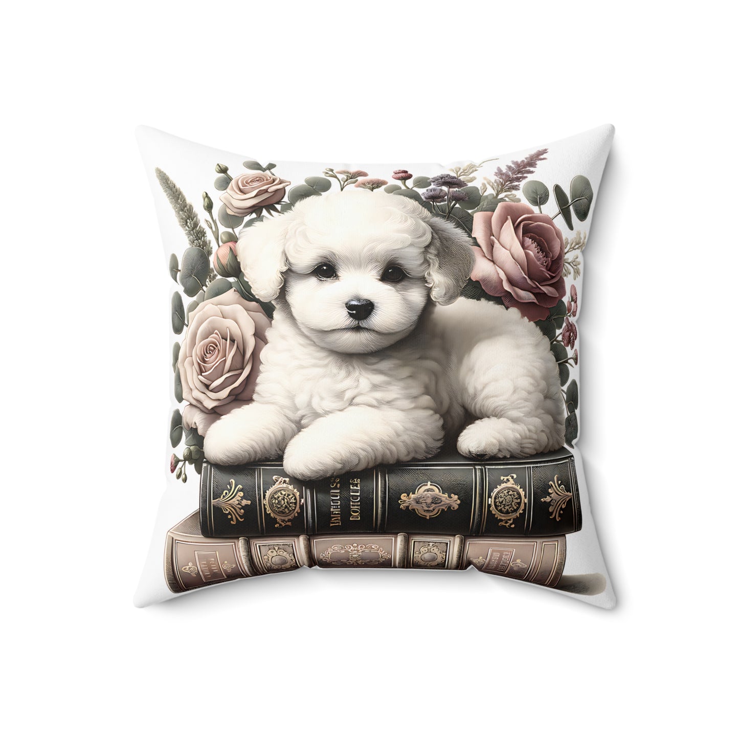 Bichon Frise Throw Pillow for Book Lovers