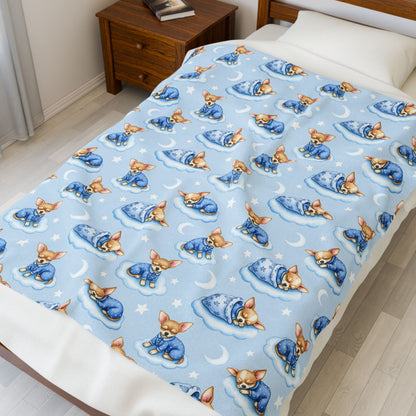 Chihuahua Dog Blue Baby Blanket