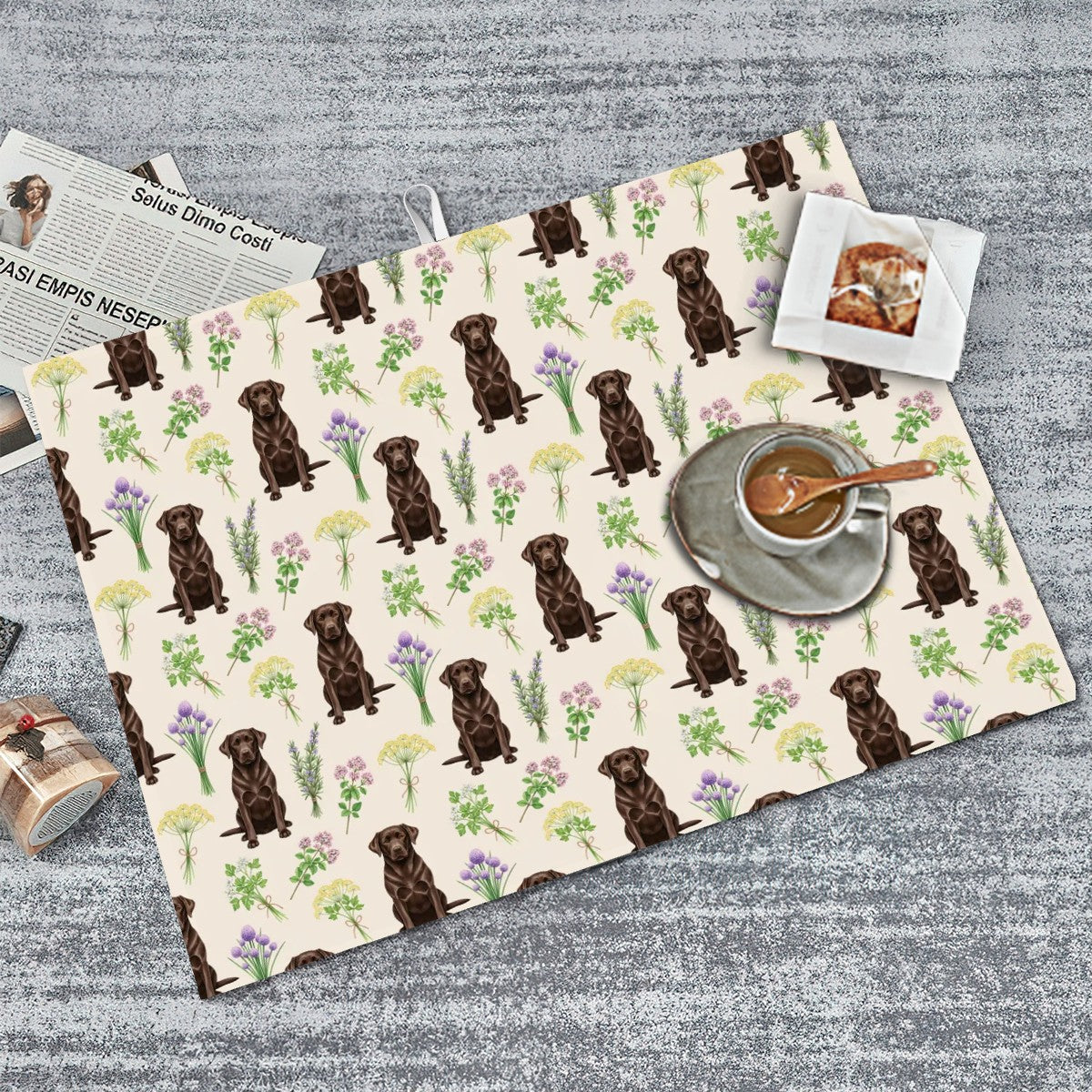 Chocolate Labrador Retriever Large Dish Drying Mat