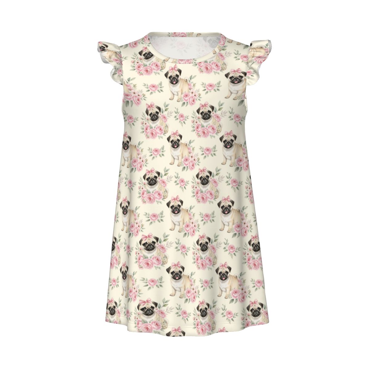 Pug Girl's Flutter Sleeve Nightgown