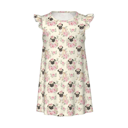 Pug Girl's Flutter Sleeve Nightgown