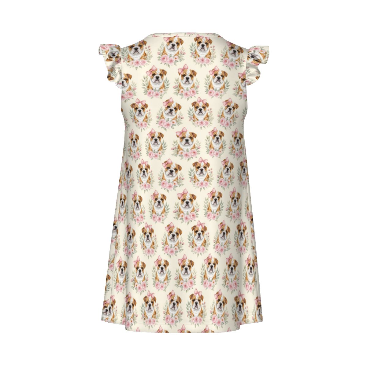 English Bulldog Girl's Flutter Sleeve Nightgown