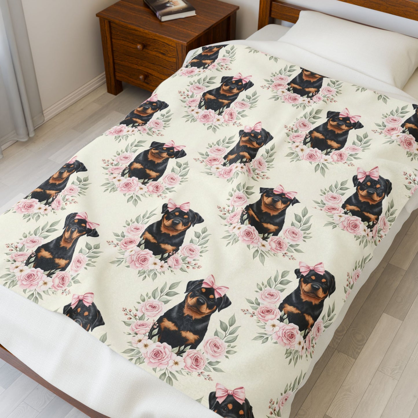 Rottweiler Pink Baby Blanket, Rottweiler Dog Baby Shower Baby Girl Newborn Gift Hospital Announcement Blanket Coming Home