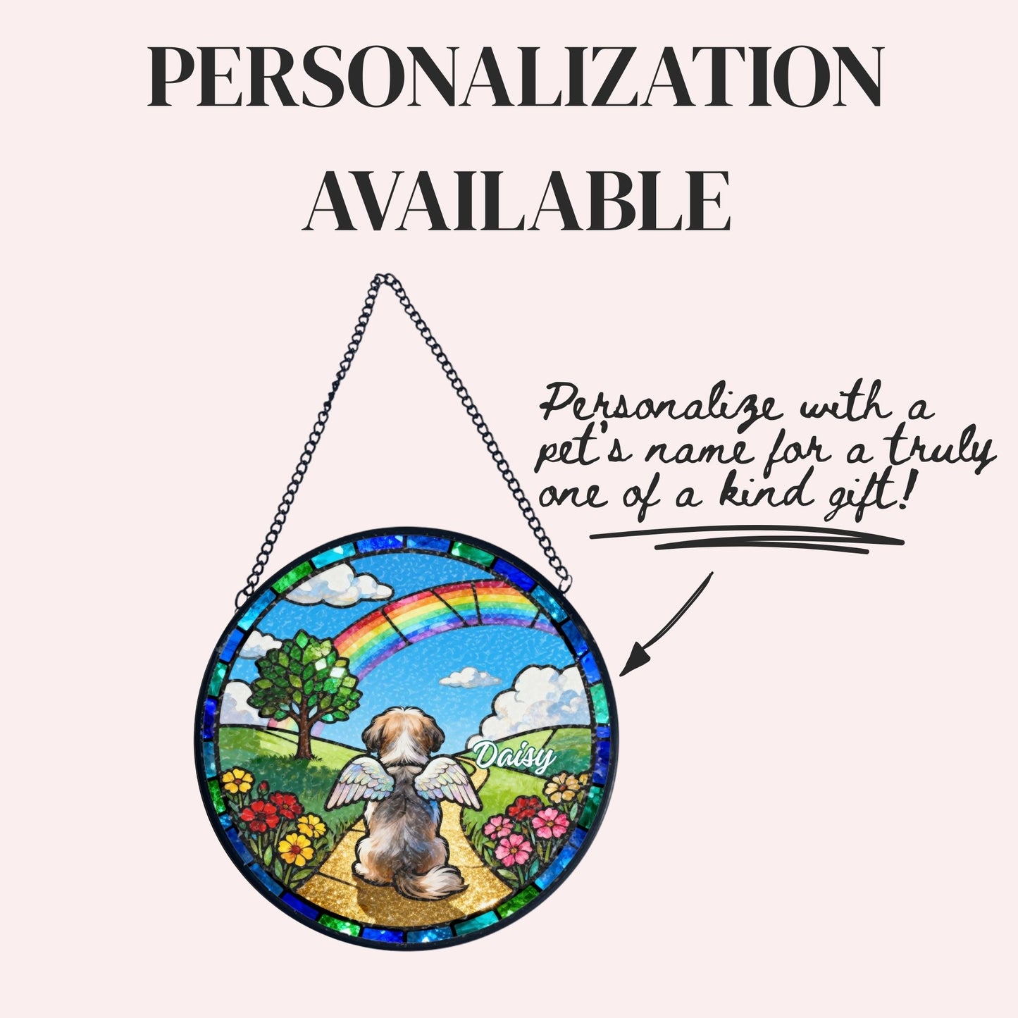 Shih Tzu Rainbow Bridge Stained Glass Suncatcher