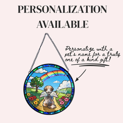 Shih Tzu Rainbow Bridge Stained Glass Suncatcher
