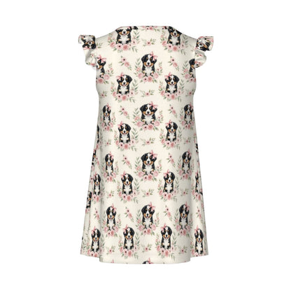 Bernese Mountain Dog Girl's Flutter Sleeve Nightgown