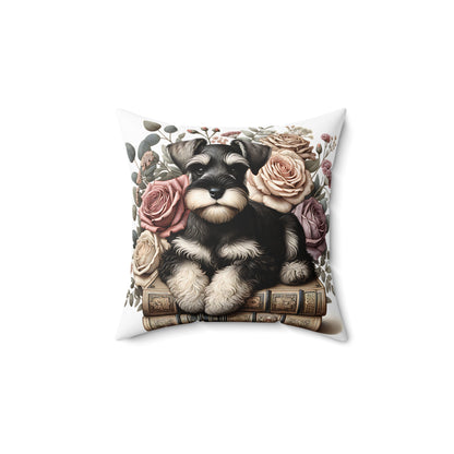 Schnauzer Throw Pillow for Book Lovers