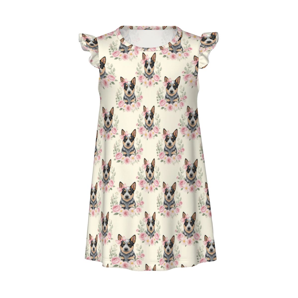 Australian Cattle Dog Girl's Flutter Sleeve Nightgown