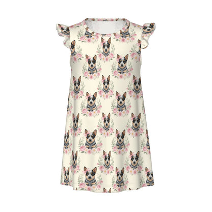 Australian Cattle Dog Girl's Flutter Sleeve Nightgown