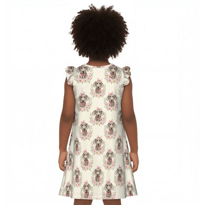 Weimaraner Girl's Flutter Sleeve Nightgown