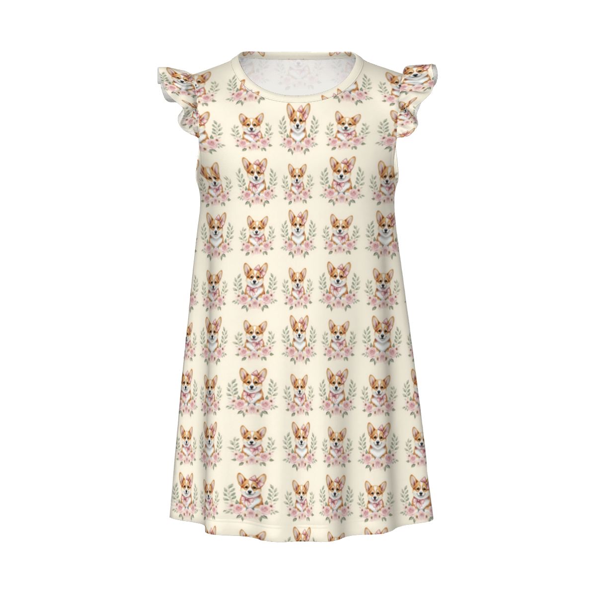 Corgi Girl's Flutter Sleeve Nightgown