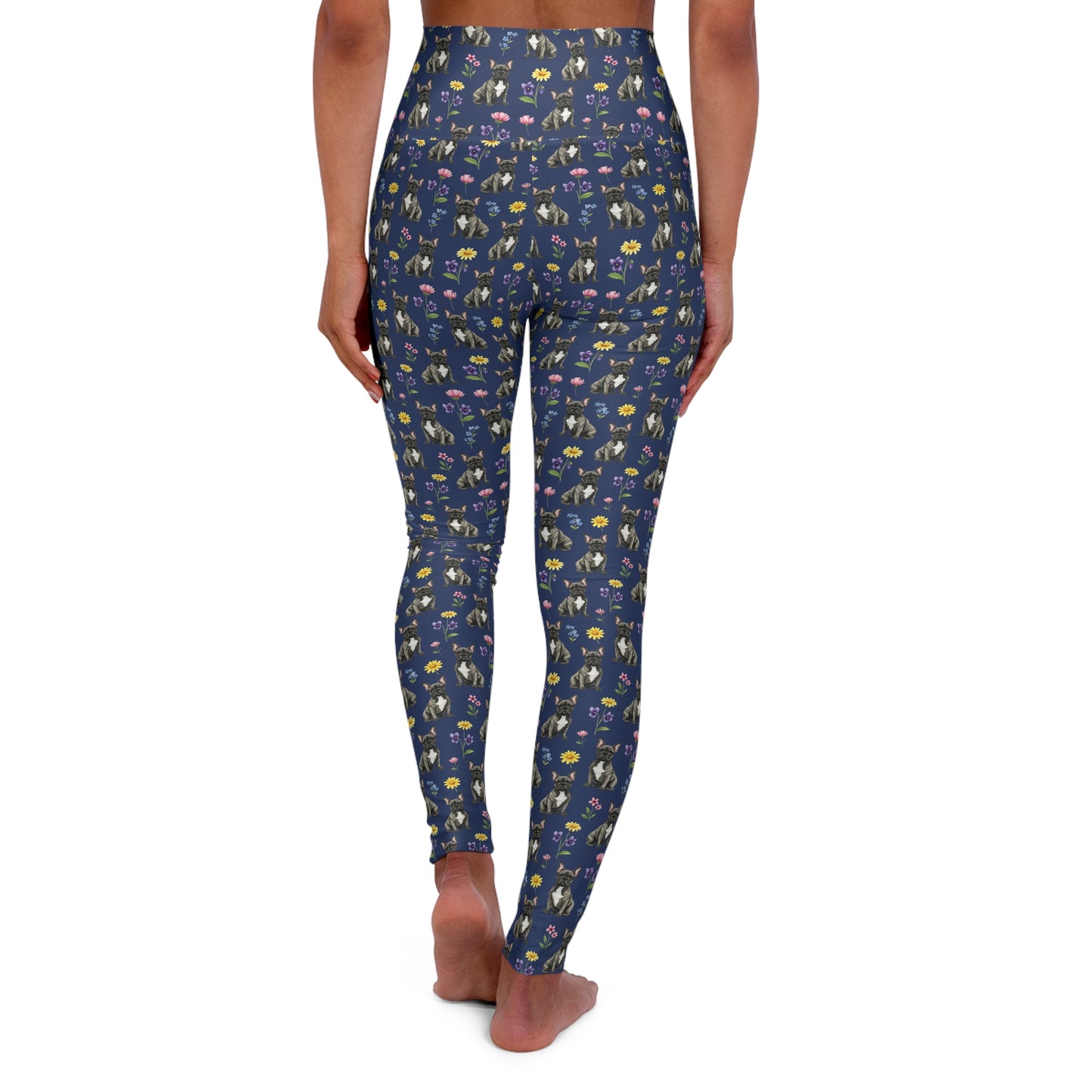 French Bulldog Floral High Waisted Yoga Leggings - Perfect for Fitness & Everyday Wear