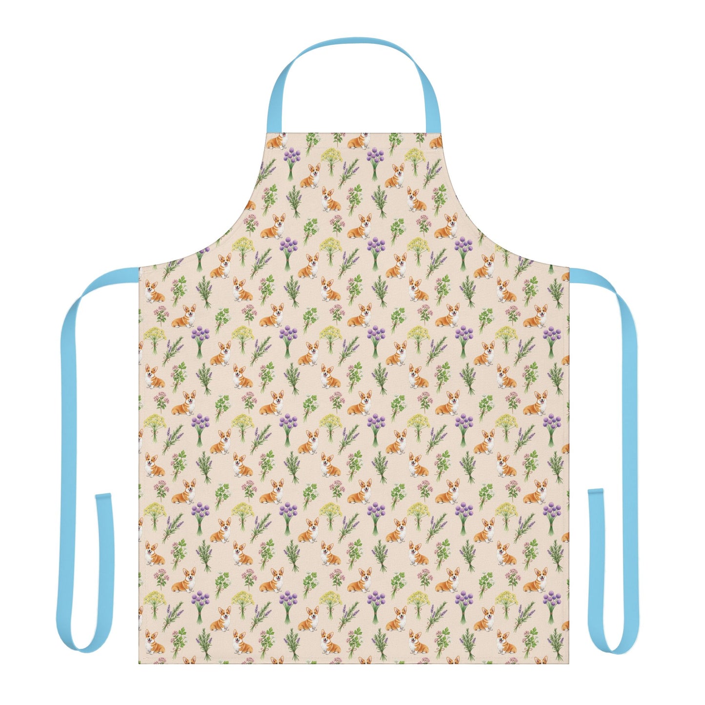 Corgi Dog & Herbs Kitchen Apron