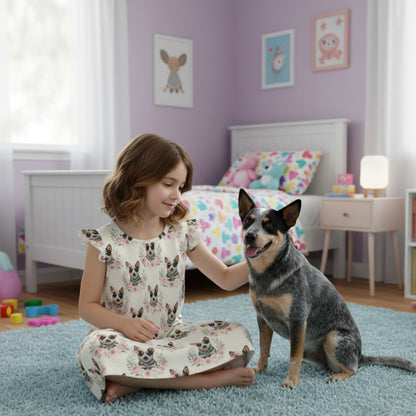 Australian Cattle Dog Girl's Flutter Sleeve Nightgown