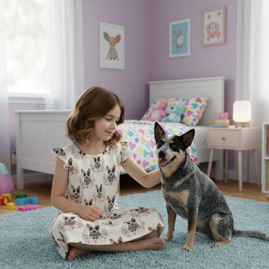 Australian Cattle Dog Girl's Flutter Sleeve Nightgown