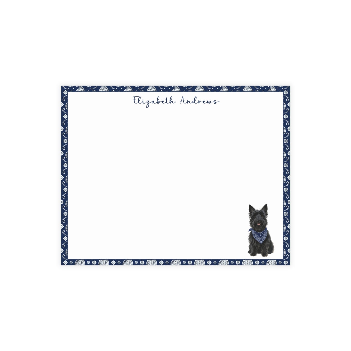 Scottish Terrier Navy Blue Paisley Notecard Set