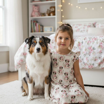 Australian Shepherd Dog Girl's Flutter Sleeve Nightgown