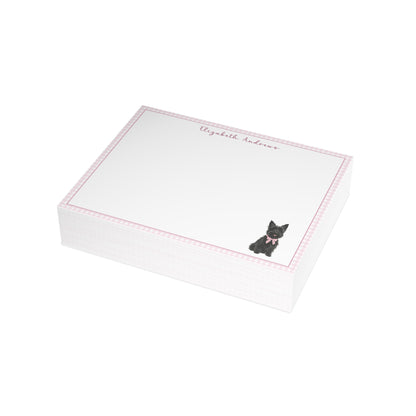 Scottish Terrier Dog Pink Gingham Personalized Notecard Set