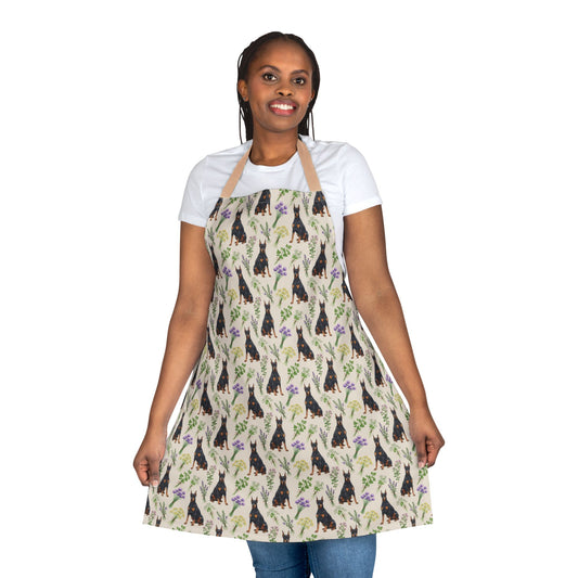 Doberman Pinscher Dog & Herbs Kitchen Apron
