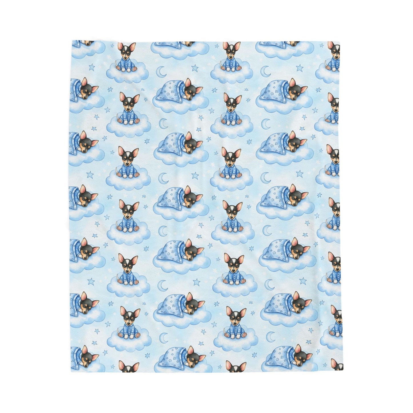 Rat Terrier Blue Baby Blanket, Rat Terrier Dog Baby Shower Baby Boy Newborn Gift Hospital Announcement Blanket Coming Home