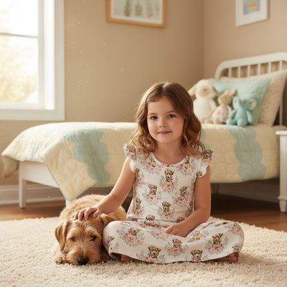 Wheaten Terrier Girl's Flutter Sleeve Nightgown
