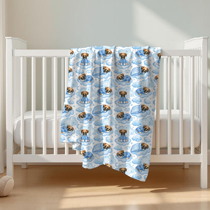 Boxer Dog Blue Baby Blanket