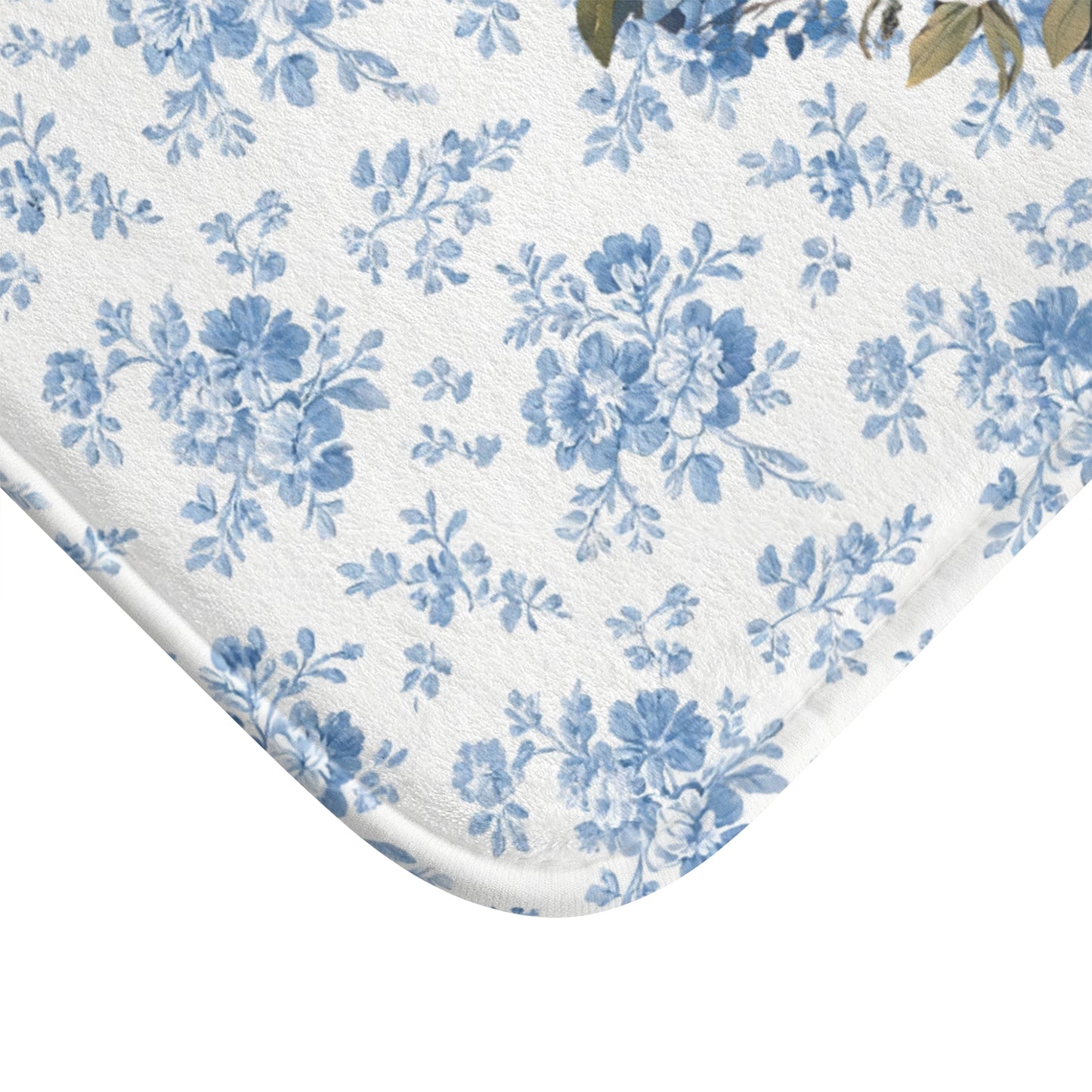 Blue Floral Shepherd Bath Mat – Cute German Shepherd Dog Bathroom Rug