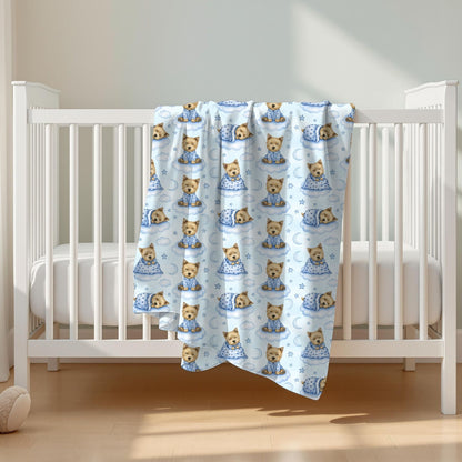 Cairn Terrier Blue Baby Blanket, Cairn Terrier Dog Baby Shower Baby Boy Newborn Gift Hospital Announcement Blanket Coming Home