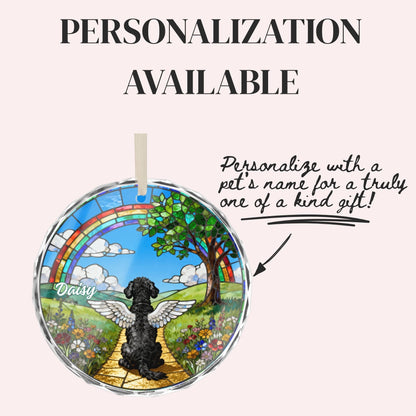 Portuguese Water Dog Rainbow Bridge Stained Glass Ornament