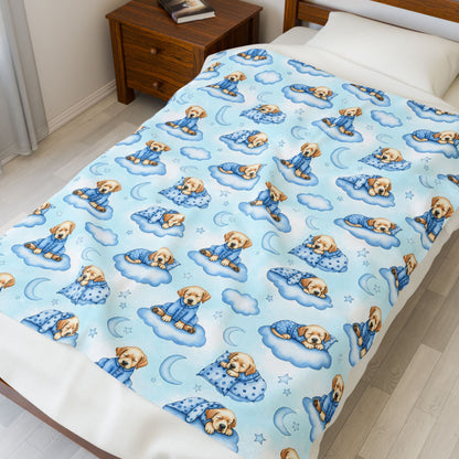 Labrador Retriever Blue Baby Blanket, Lab Dog Baby Shower Baby Boy Newborn Gift Hospital Announcement Blanket Coming Home