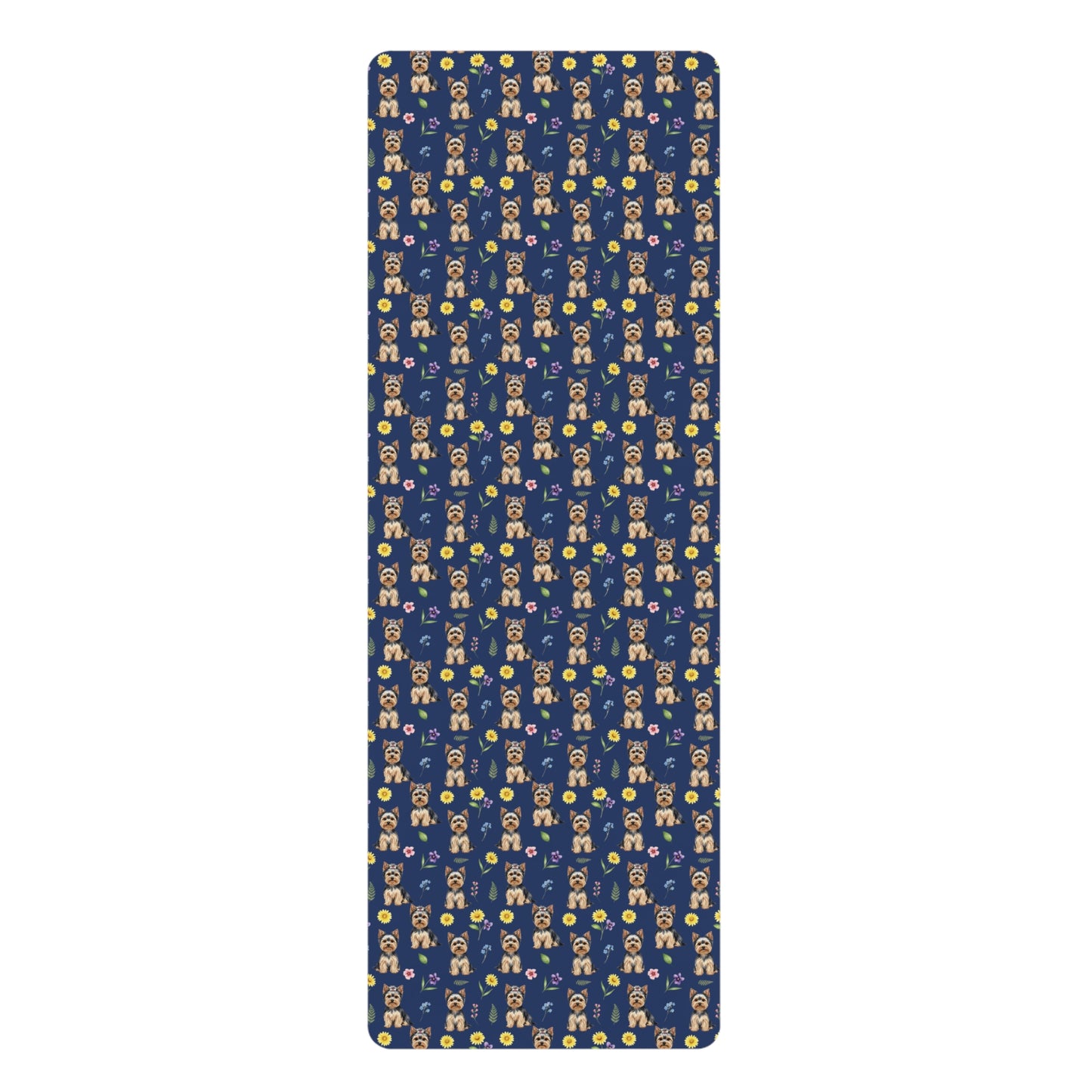 Yorkshire Terrier Dog Floral Yoga Mat – Durable Non-Slip Rubber Surface for Home & Studio Practice
