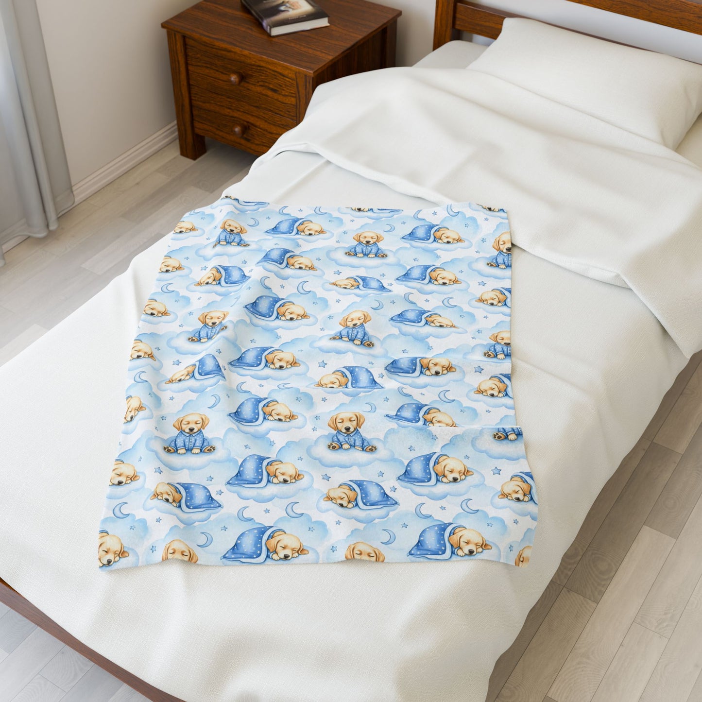 Golden Retriever Blue Baby Blanket, Golden Dog Baby Shower Baby Boy Newborn Gift Hospital Announcement Blanket Coming Home
