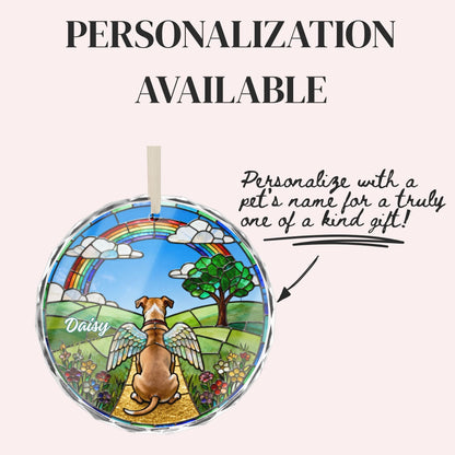 Pitbull Rainbow Bridge Stained Glass Ornament