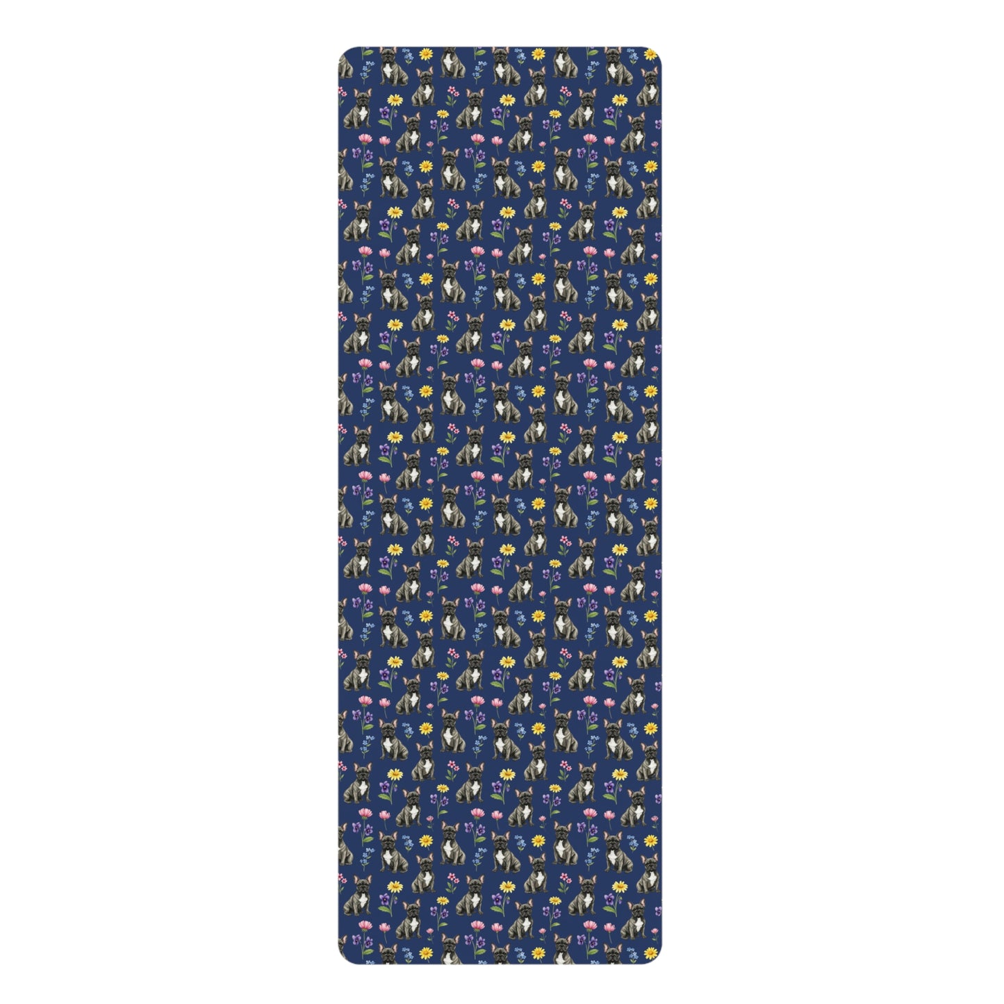French Bulldog Dog Floral Yoga Mat – Durable Non-Slip Rubber Surface for Home & Studio Practice