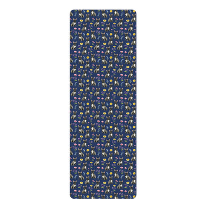 French Bulldog Dog Floral Yoga Mat – Durable Non-Slip Rubber Surface for Home & Studio Practice