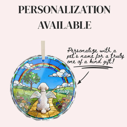 Poodle Rainbow Bridge Stained Glass Ornament
