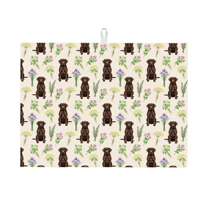 Chocolate Labrador Retriever Large Dish Drying Mat