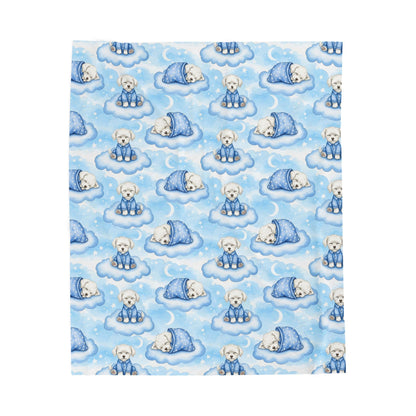 Maltese Blue Baby Blanket, Maltese Dog Baby Shower Baby Boy Newborn Gift Hospital Announcement Blanket Coming Home