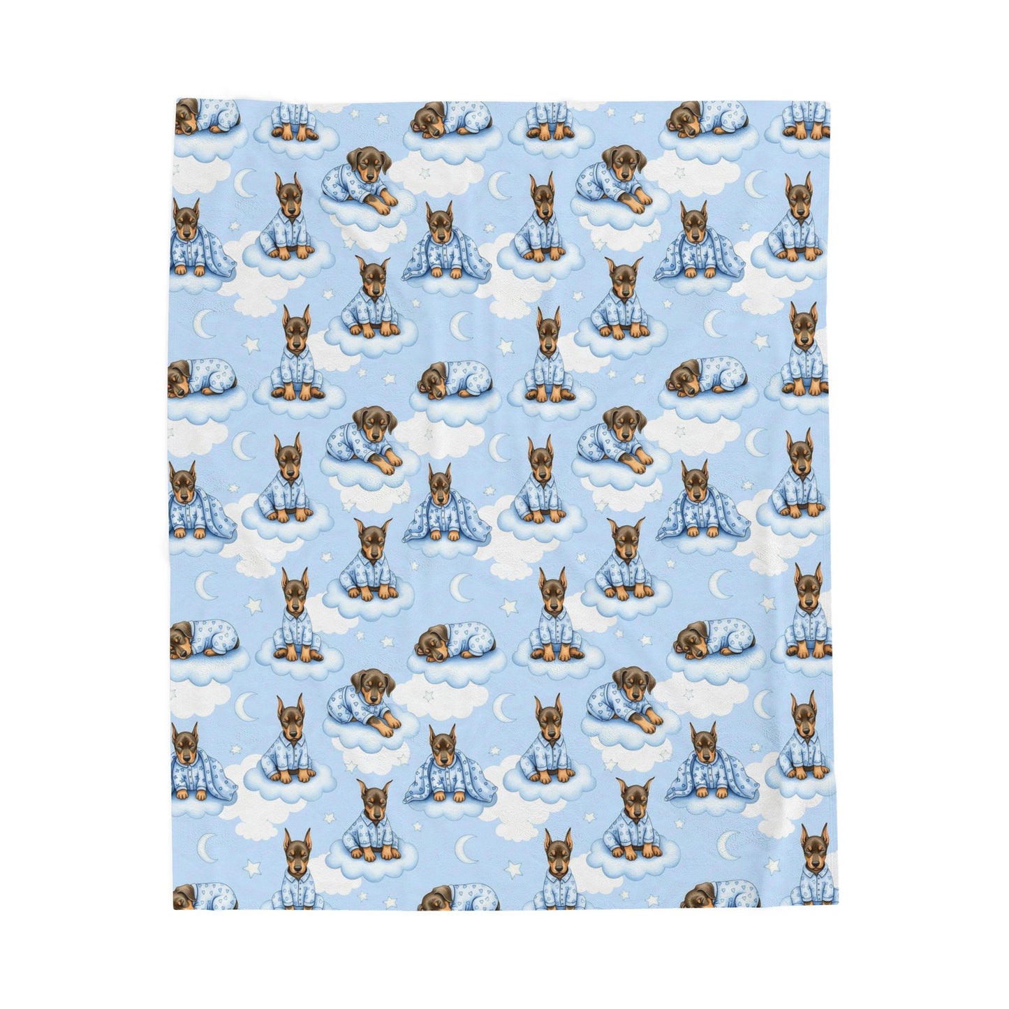 Doberman Pinscher Blue Baby Blanket, Dobie Dog Baby Shower Baby Boy Newborn Gift Hospital Announcement Blanket Coming Home