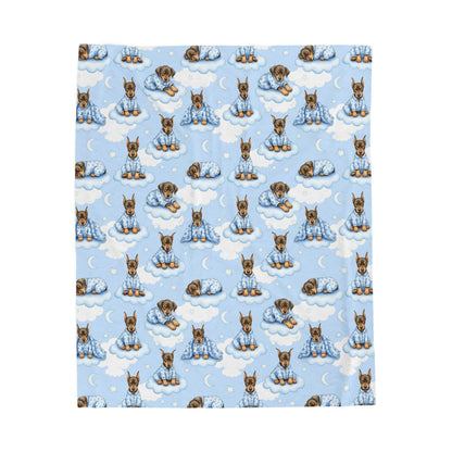 Doberman Pinscher Blue Baby Blanket, Dobie Dog Baby Shower Baby Boy Newborn Gift Hospital Announcement Blanket Coming Home