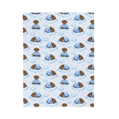 Chocolate Labrador Retriever Blue Baby Blanket, Chocolate Lab Dog Baby Shower Baby Boy Newborn Gift Hospital Announcement Blanket Homecoming