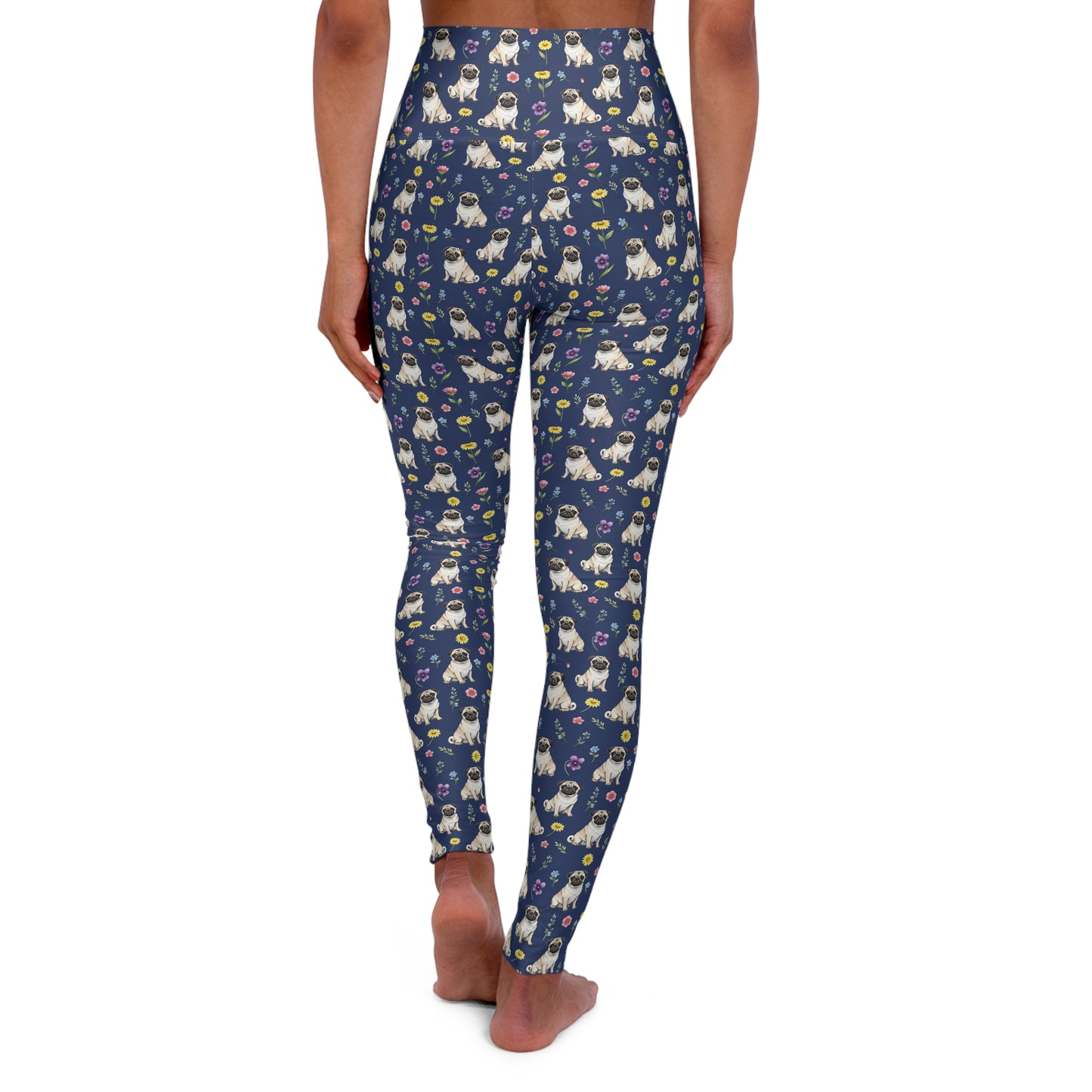 Pug Dog Floral High Waisted Yoga Leggings - Perfect for Fitness & Everyday Wear