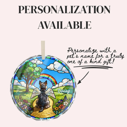 Miniature Schnauzer Rainbow Bridge Stained Glass Ornament
